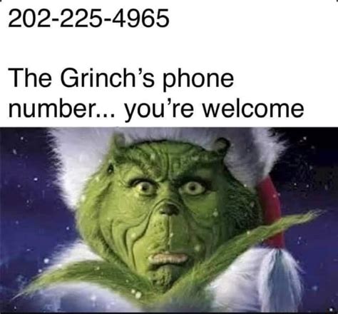 202-225-4965 The Grinch's phone number ... So what does the number actually lead too? corvus_white 25 dec 2020. 0 1. Its Nancy Pelosi's phone # LiveShit_BingeandPurge 26 dec 2020. 1 ...